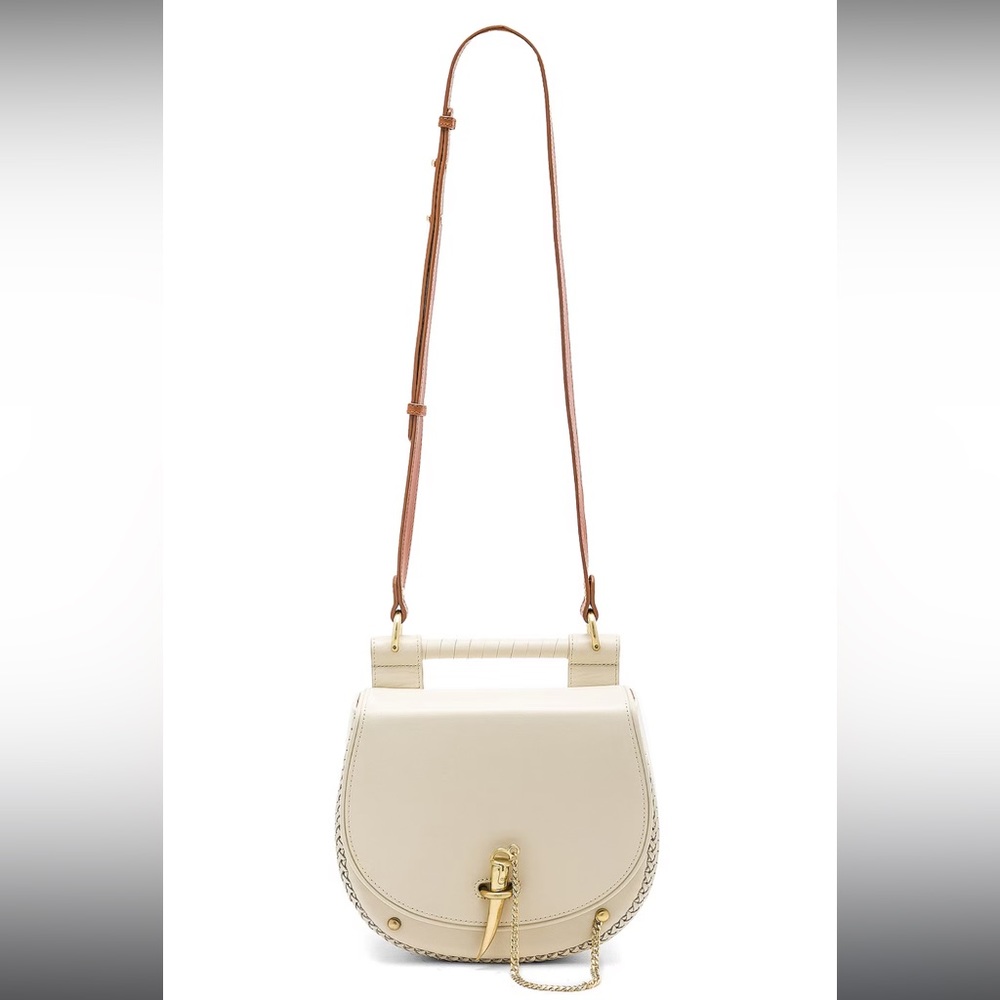 Sancia Babylon crossbody bag in ecru and whiskey